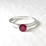 Real Gold Ruby Ring - Ruby Promise Ring - White Gold Ring