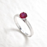 Real Gold Ruby Ring - Ruby Promise Ring - White Gold Ring