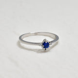 Real Gold Sapphire Ring - Dainty Blue Sapphire Ring - Solid White Gold Ring