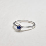 Real Gold Sapphire Ring - Dainty Blue Sapphire Ring - Solid White Gold Ring