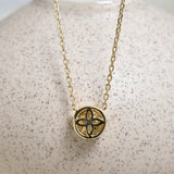 Solid Gold Diamond Necklace - 14k Solid Yellow Gold Necklace - Dainty Round Diamond Necklace