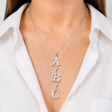 Silver Letter Pendant - Initial Letter Charm - Personalized Letter Necklace