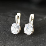 Dainty Diamond Earrings - Oval Bridal Studs, April Birthstone Earrings