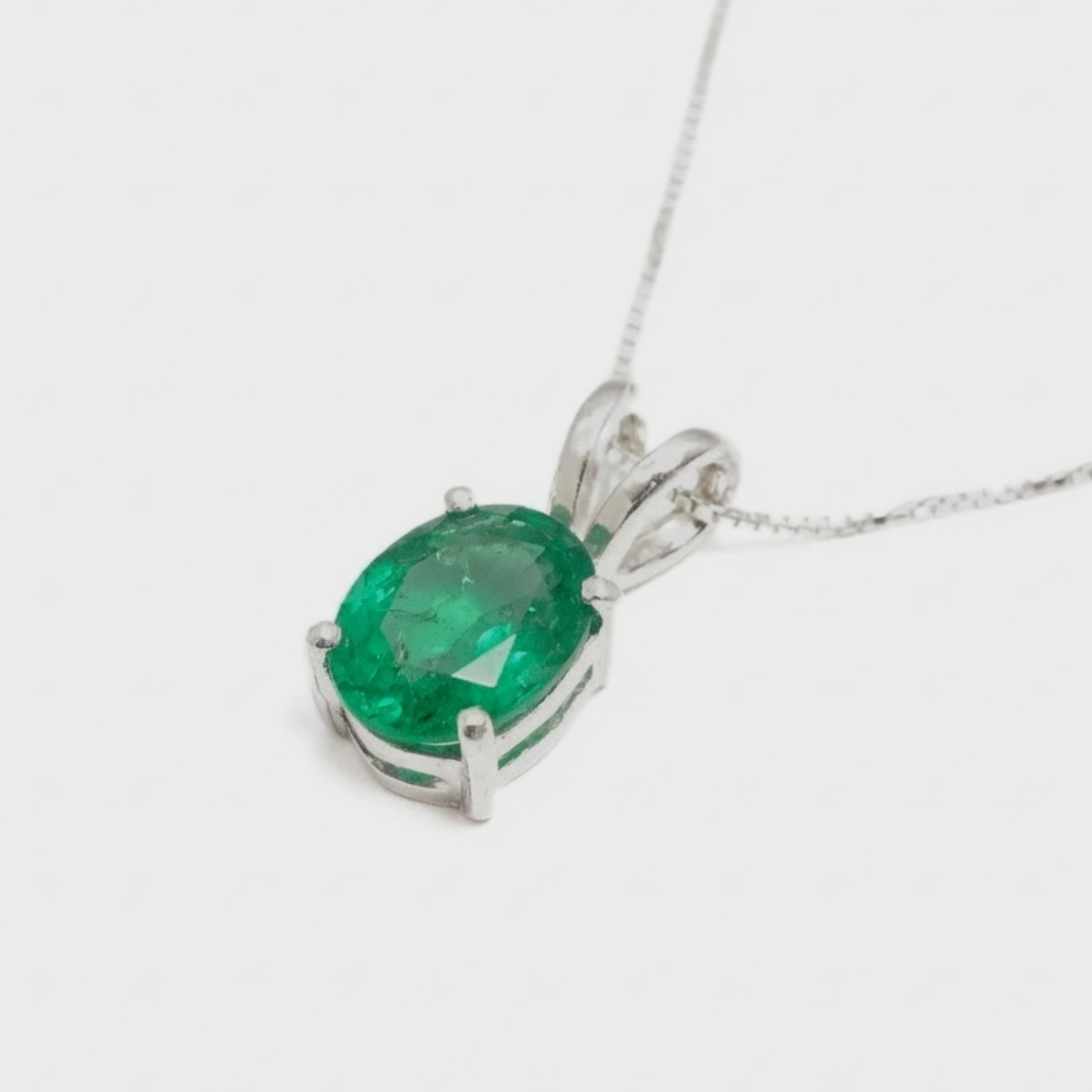 Stunning 925 Sterling Silver Pendant featuring an Oval Created Green Emerald, ideal for daily wear and meaningful gifts.