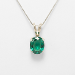 Created Emerald Pendant made in 925 Sterling Silver with Oval Created Green Emerald in Prong setting, May Birthstone gift idea, symbolizes, ideal for everyday wear and perfect for birthday gifting and special occasions.