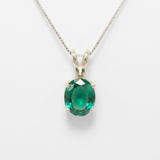 Created Emerald Pendant made in 925 Sterling Silver with Oval Created Green Emerald in Prong setting, May Birthstone gift idea, symbolizes, ideal for everyday wear and perfect for birthday gifting and special occasions.