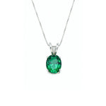 Created Emerald Pendant made in 925 Sterling Silver with Oval Created Green Emerald in Prong setting, May Birthstone gift idea, symbolizes, ideal for everyday wear and perfect for birthday gifting and special occasions.