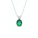 Created Emerald Pendant made in 925 Sterling Silver with Oval Created Green Emerald in Prong setting, May Birthstone gift idea, symbolizes, ideal for everyday wear and perfect for birthday gifting and special occasions.