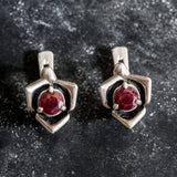 Natural Ruby Earrings made in 925 Sterling Silver with Round Natural Red Ruby in Prong setting, July Birthstone gift idea, symbolizes nobility, purity, and passion, ideal for everyday wear and perfect for birthday gifting and special occasions.