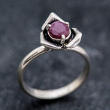 Natural Ruby Ring made in 925 Sterling Silver with Round Natural Red Ruby in Prong setting, July Birthstone gift idea, symbolizes nobility, purity, and passion, ideal for everyday wear and perfect for birthday gifting and special occasions.