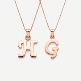 Rose Gold Letter Pendant - Initial Letter Charm - Personalized Letter Necklace