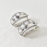 Diamond Earrings set in Solid 925 Sterling Silver, Huggie Diamond Earrings for Women