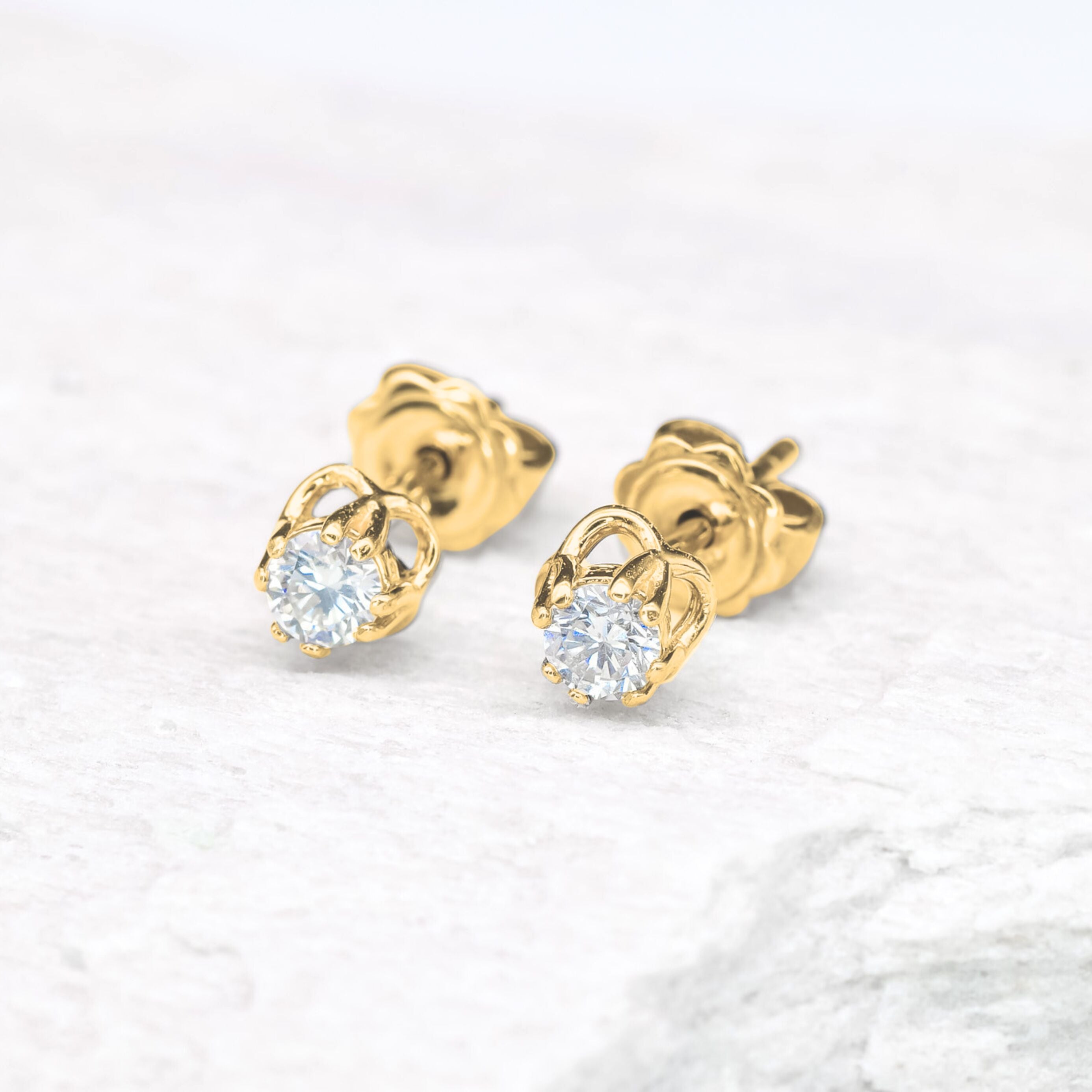 Real Diamond Studs - 18k Solid Gold Earrings - Brilliant Diamond Earrings (41097005826114)