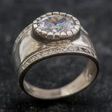 Diamond Statement Ring - Silver Dome Band - Chunky Diamond Ring