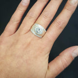 Diamond Statement Ring - Silver Dome Band - Chunky Diamond Ring