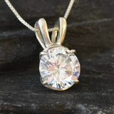Rose Gold Diamond Necklace - Round Diamond Necklace - Sparkly Diamond Necklace