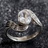 Diamond Vintage Ring - Oval Diamond Ring - Diamond Bezel Ring
