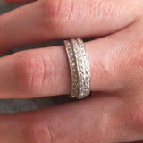 Diamond Wide Band - Created CZ Diamond Ring - Triple Band Ring