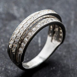 Diamond Wide Band - Created CZ Diamond Ring - Triple Band Ring