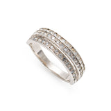 Diamond Wide Band - Created CZ Diamond Ring - Triple Band Ring