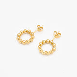 Silver Beaded Earrings - Modern Bubble Earrings - Dotted Circle Earrings