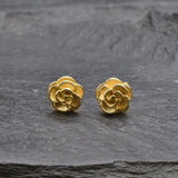 Silver Rose Earrings - Dainty Flower Studs - Vintage Flower Earrings