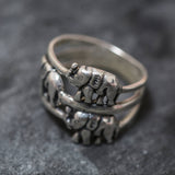 Elephant Silver Ring - Boho Statement Ring - Wide Elephant Ring
