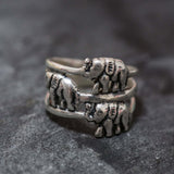 Elephant Silver Ring - Boho Statement Ring - Wide Elephant Ring