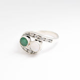 Emerald Bypass Ring - Two Stone Ring - Opal Vintage Ring