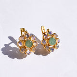 Elegant cluster natural emerald earrings in 18k gold vermeil, a beautiful gift for special occasions and May birthdays.