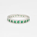 Stunning 925 Sterling Silver ring with a Round Created Green Emerald, ideal for daily wear and celebrating May birthdays.