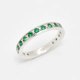 Created Emerald Ring made in 925 Sterling Silver with Round Created Green Emerald in Channel-Set setting, May Birthstone gift idea, symbolizes, ideal for everyday wear and perfect for birthday gifting and special occasions.