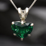 Elegant Created Emerald Pendant in 925 Silver, showcasing a Heart-Shaped Green Emerald, a timeless gift for special moments.