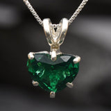Elegant Created Emerald Pendant in 925 Silver, showcasing a Heart-Shaped Green Emerald, a timeless gift for special moments.