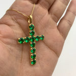 Emerald Pendant, Created Emerald, Cross Pendant, Emerald Cross, Green Emerald Pendant, Christian Pendant, Green Cross, Solid Silver Pendant(1)