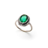 Oval Emerald Gold Ring - Antique Ring, Emerald Vintage Ring, Solitaire Emerald Ring