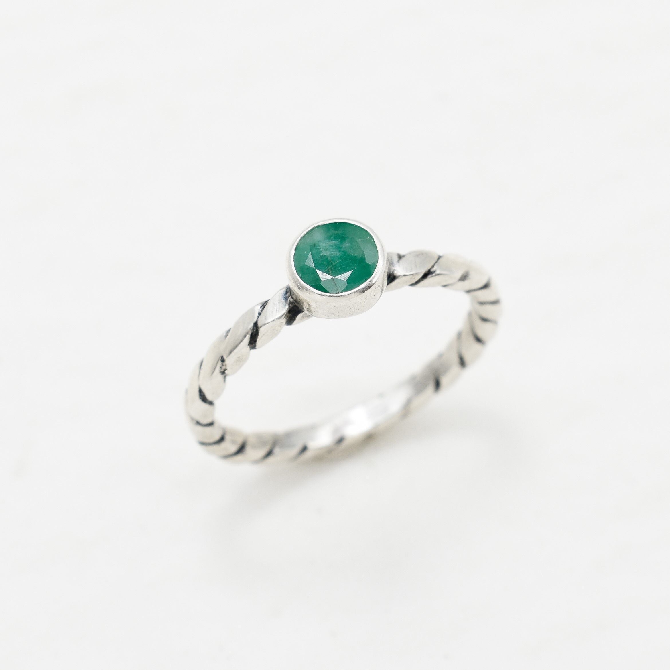 Natural Emerald Ring made in 925 Sterling Silver with Round Natural Green Emerald in Bezel setting, May Birthstone gift idea, symbolizes growth, harmony, and deep emotional healing, ideal for everyday wear and perfect for birthday gifting and special occasions.