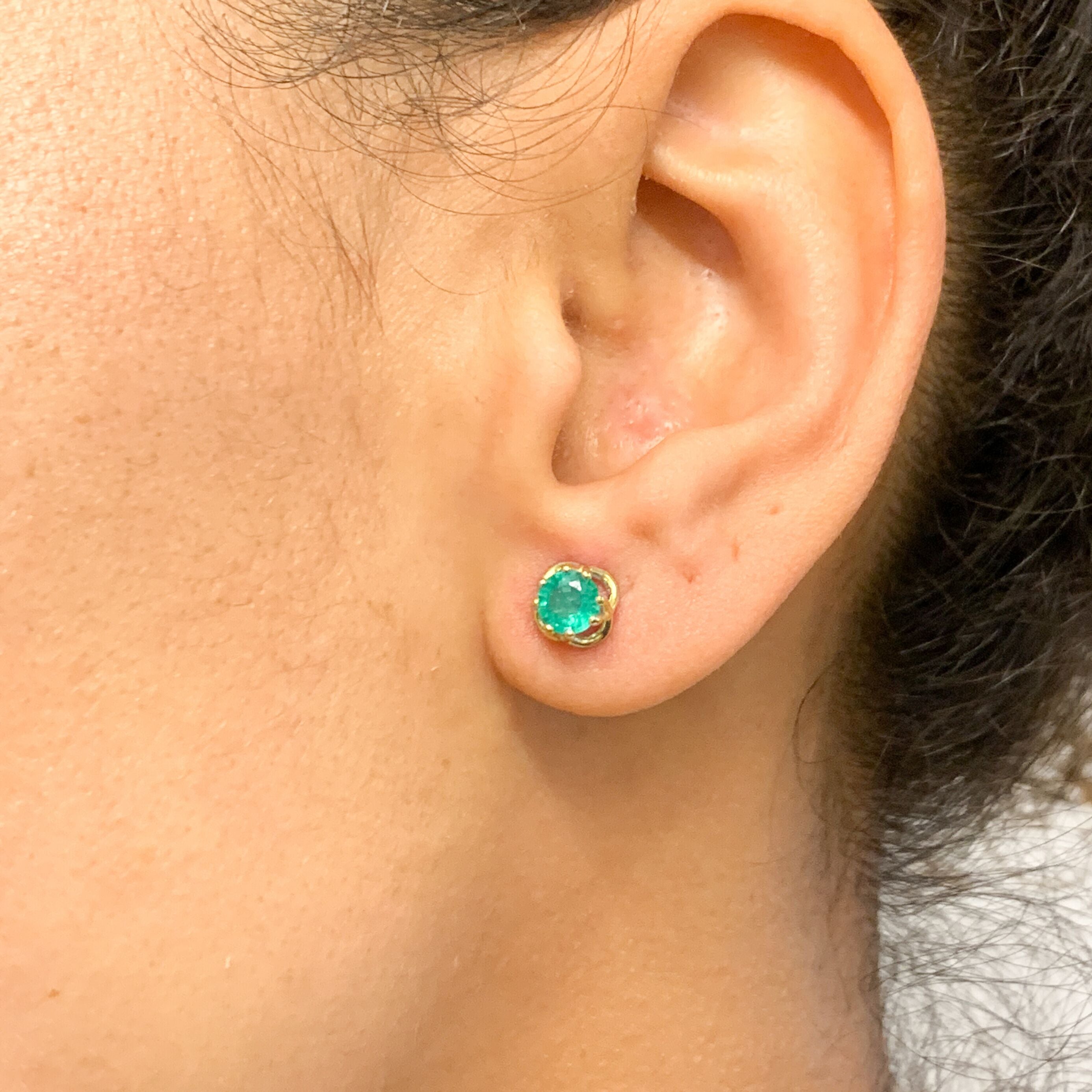 Certified Real Emerald Earrings - Solid 14k White Gold Emerald Studs - Green Emerald White Gold Earrings (41096988459074)