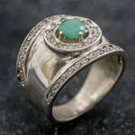 Natural Emerald Ring made in 925 Sterling Silver with Round Natural Green Emerald in Prong setting, May Birthstone gift idea, symbolizes growth, harmony, and deep emotional healing, ideal for everyday wear and perfect for birthday gifting and special occasions.