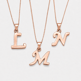 Rose Gold Letter Pendant - Initial Letter Charm - Personalized Letter Necklace