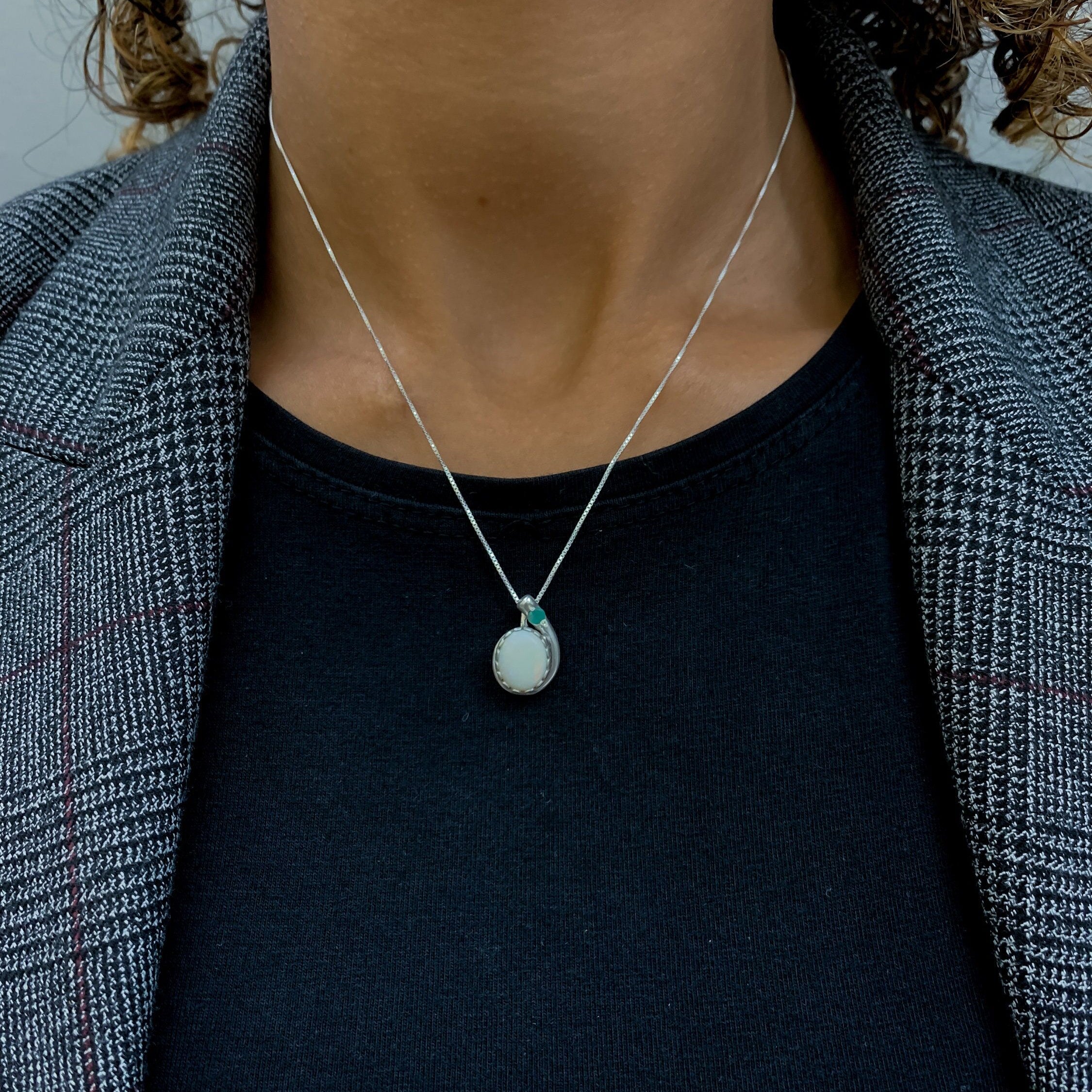 Elegant 925 Sterling Silver pendant featuring Oval Natural White Australian Opal, perfect for birthdays and special occasions.