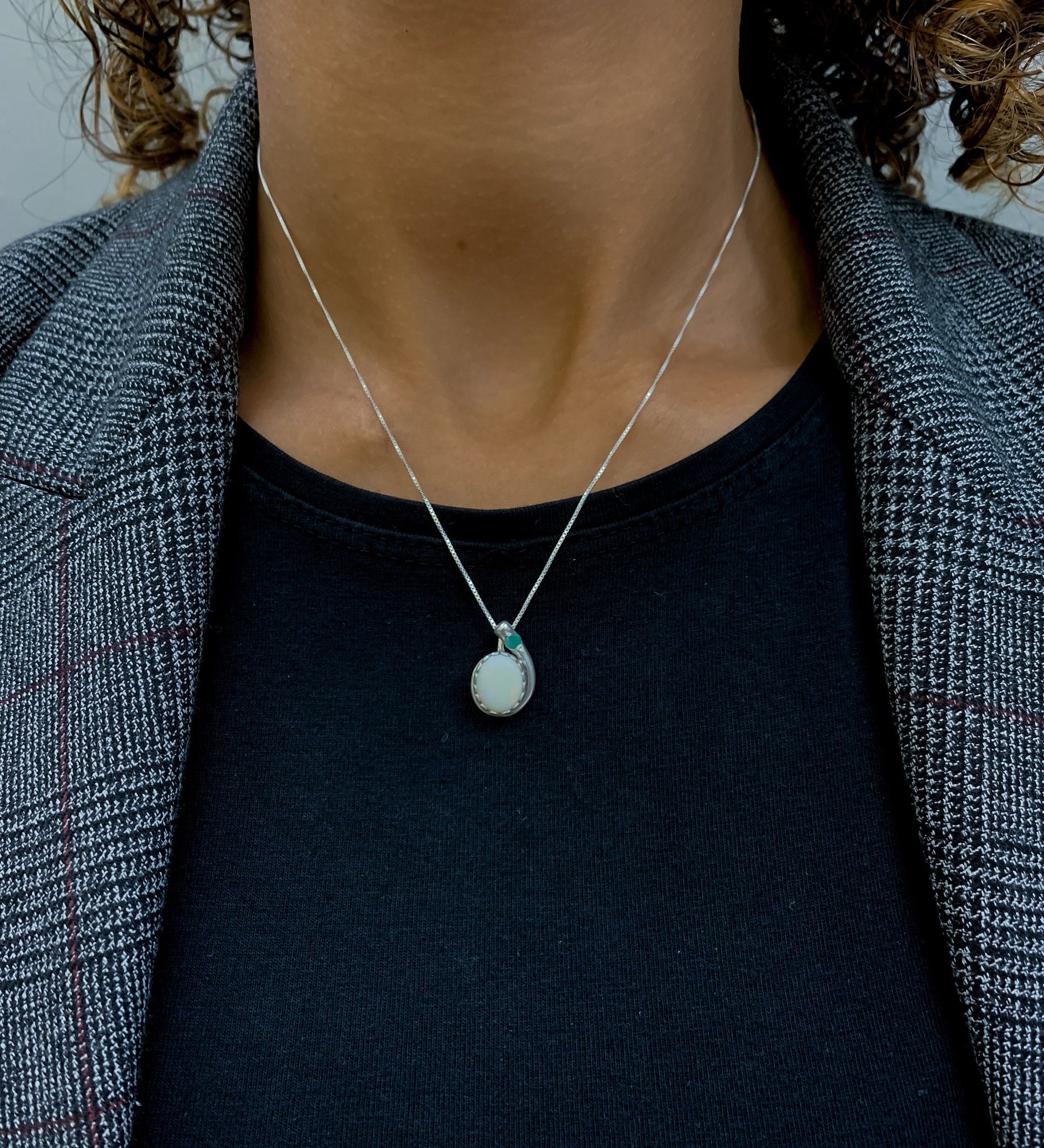 Elegant 925 Sterling Silver pendant featuring Oval Natural White Australian Opal, perfect for birthdays and special occasions.