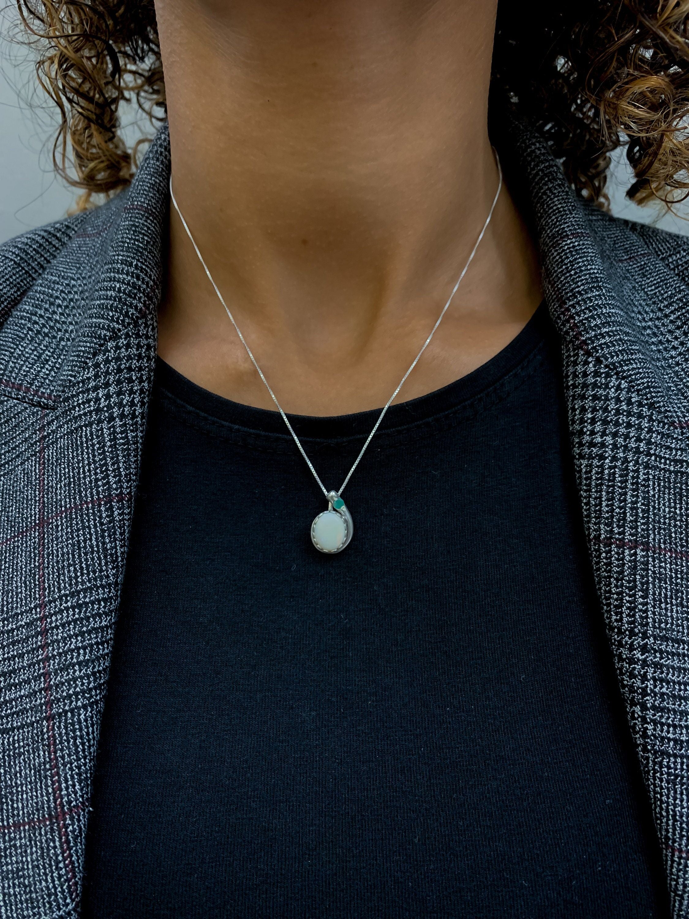 Elegant 925 Sterling Silver pendant featuring Oval Natural White Australian Opal, perfect for birthdays and special occasions.