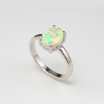 Fire Opal Ring - October Birthstone Ring - Opal Promise Ring made in 925 Sterling Silver. Ideal for everyday wear and perfect for birthday gifting and special occasions.