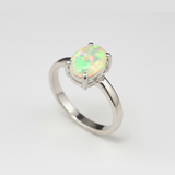 Fire Opal Ring - October Birthstone Ring - Opal Promise Ring made in 925 Sterling Silver. Ideal for everyday wear and perfect for birthday gifting and special occasions.