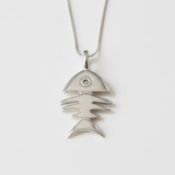 Fish Bone Pendant - Silver Fish Necklace - Silver Fish Bone Necklace made in 925 Sterling Silver. Ideal for everyday wear and perfect for birthday gifting and special occasions.