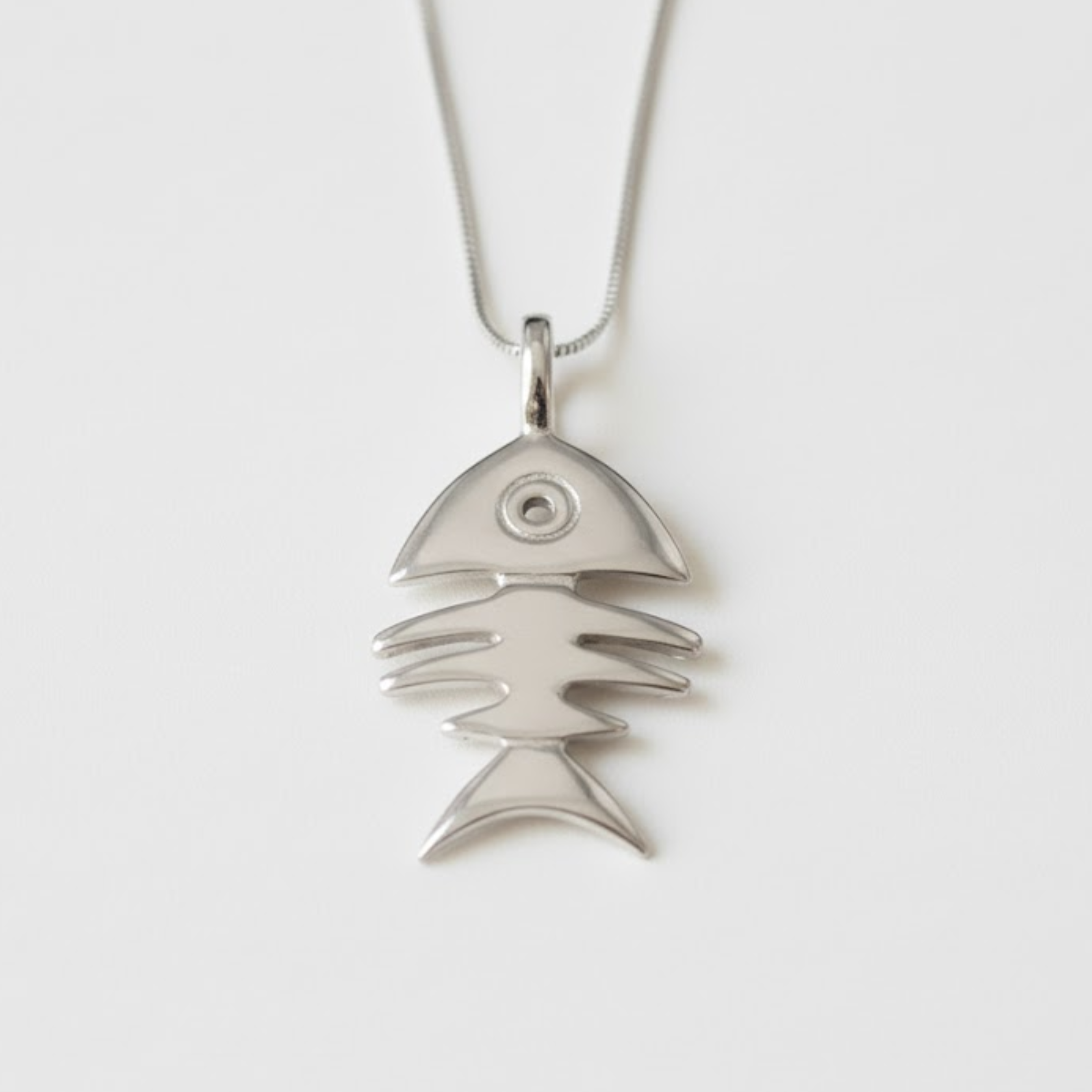 Fish Bone Pendant - Silver Fish Necklace - Silver Fish Bone Necklace made in 925 Sterling Silver. Ideal for everyday wear and perfect for birthday gifting and special occasions.