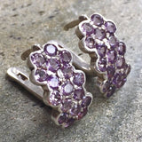 Flower Amethyst Earrings - Purple Flower Studs - Natural Amethyst Earrings
