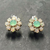 Flower Chrysoprase Earrings - Vintage Opal Earrings - Large Flower Studs