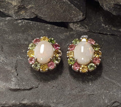 Flower Opal Earrings - Natural Opal Earrings - White Bridal Earrings